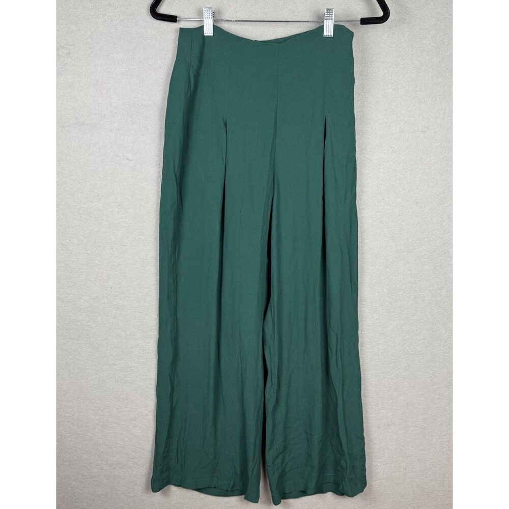 Reformation Wide Leg Pants Sz 6 Green High Waist Trousers Pleated Flowy Business